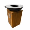 Brasero rond corten de Ø 650 mm sur meuble (La p'tite Huguette)